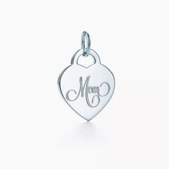 Tiffany & Co. Sterling Silver "Mom" Heart Pendant Necklace - 20” chain - Picture 2 of 13
